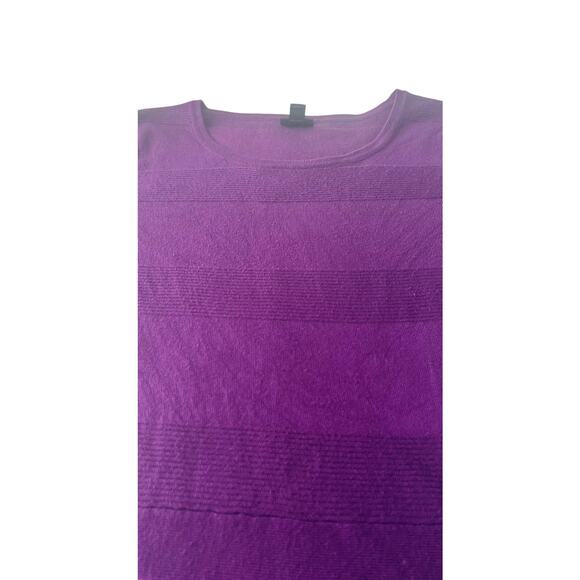 WORTHINGTON LONG SLV MIDI FIT & FLARE WAIST DRESS, WOMENS, S, PURPLE, ROUND NECK - Picture 3 of 11